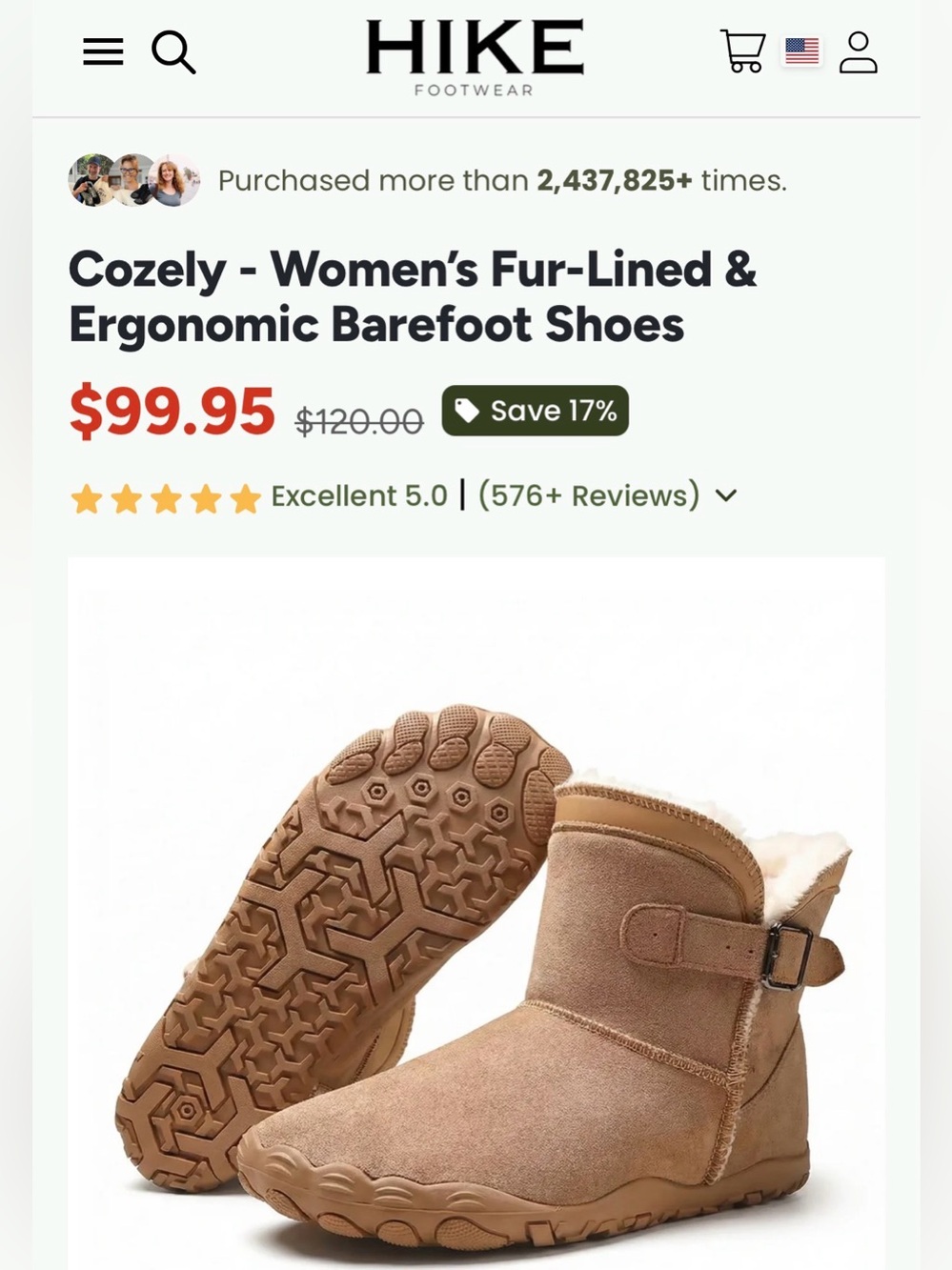 Hike Footwear Cozely Barefoot Ankle Boots Brown Faux Fur EUR 40 Fits Like W8.5 - Picture 15 of 15